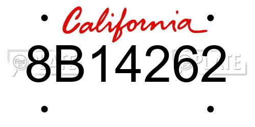 8B14262 California License Plate