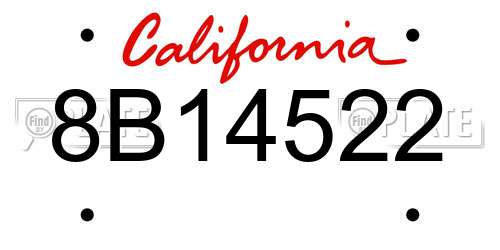 8B14522 California License Plate