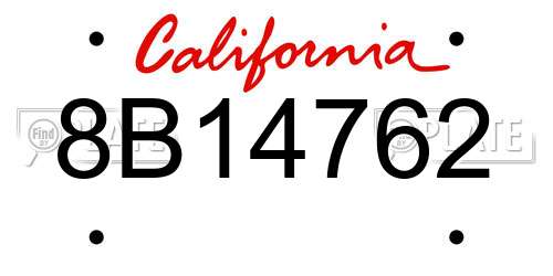 8B14762 California License Plate