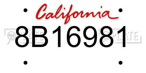8B16981 California License Plate