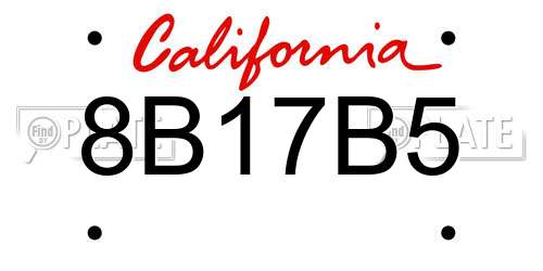 8B17B5 California License Plate