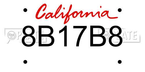8B17B8 California License Plate