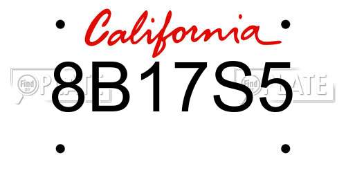 8B17S5 California License Plate