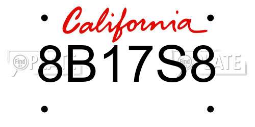 8B17S8 California License Plate