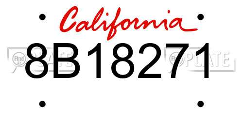 8B18271 California License Plate