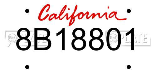 8B18801 California License Plate