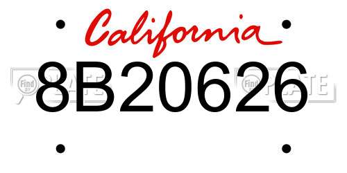 8B20626 California License Plate