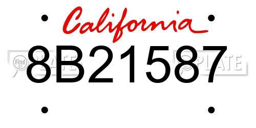 8B21587 California License Plate