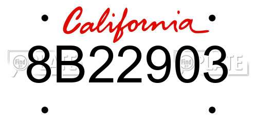 8B22903 California License Plate