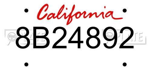 8B24892 California License Plate