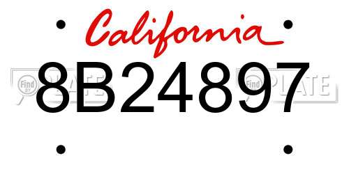 8B24897 California License Plate