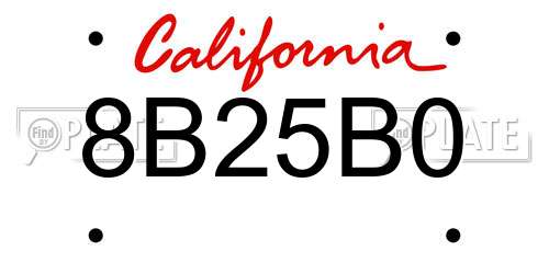 8B25B0 California License Plate
