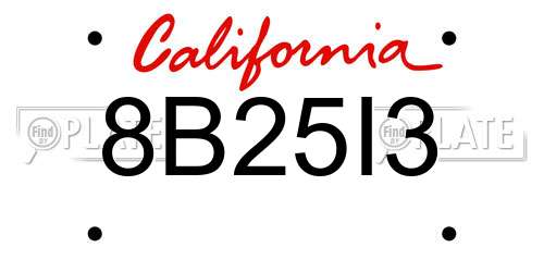 8B25I3 California License Plate
