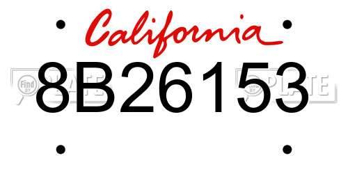 8B26153 California License Plate