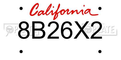 8B26X2 California License Plate