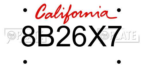8B26X7 California License Plate