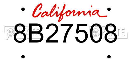 8B27508 California License Plate