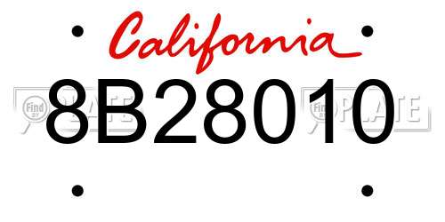 8B28010 California License Plate