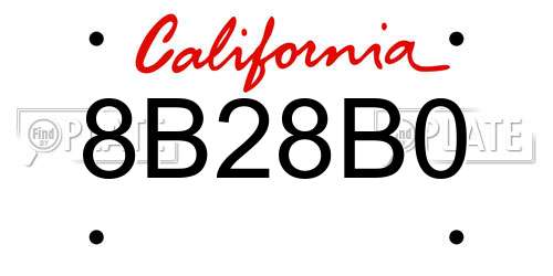 8B28B0 California License Plate