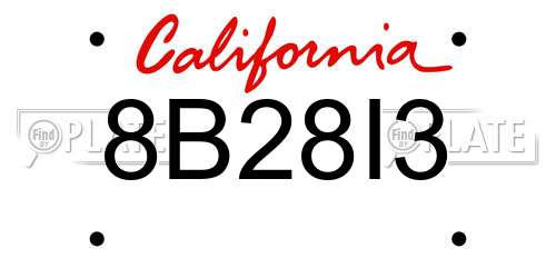 8B28I3 California License Plate
