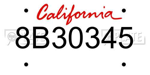 8B30345 California License Plate
