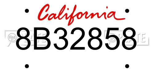 8B32858 California License Plate
