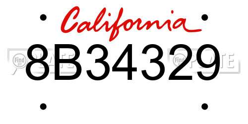 8B34329 California License Plate