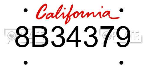 8B34379 California License Plate