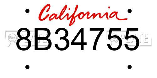 8B34755 California License Plate
