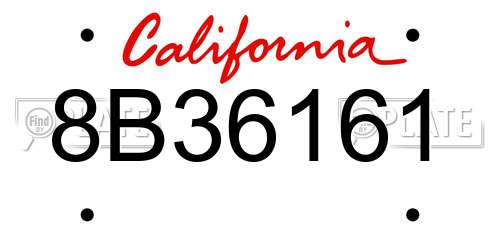 8B36161 California License Plate