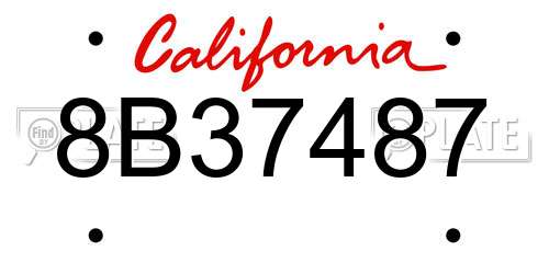 8B37487 California License Plate