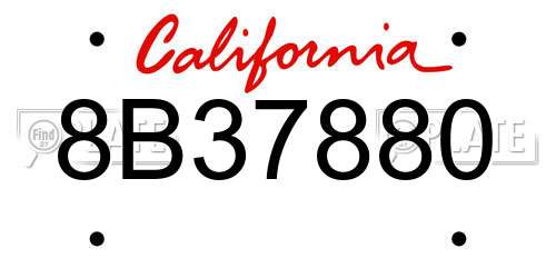 8B37880 California License Plate