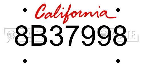 8B37998 California License Plate