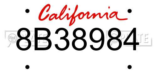 8B38984 California License Plate