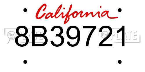 8B39721 California License Plate