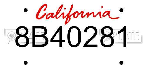 8B40281 California License Plate