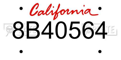 8B40564 California License Plate