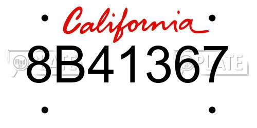 8B41367 California License Plate