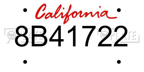8B41722 California License Plate
