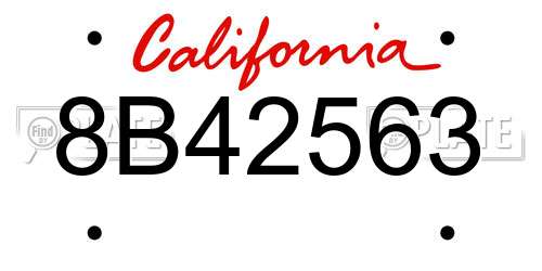 8B42563 California License Plate