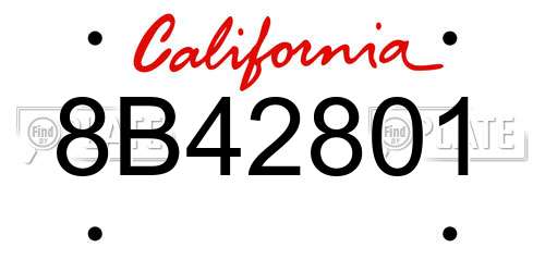 8B42801 California License Plate