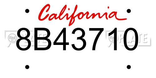 8B43710 California License Plate