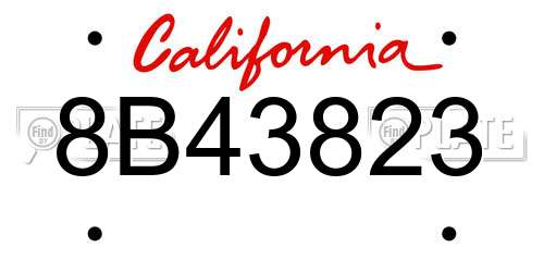 8B43823 California License Plate