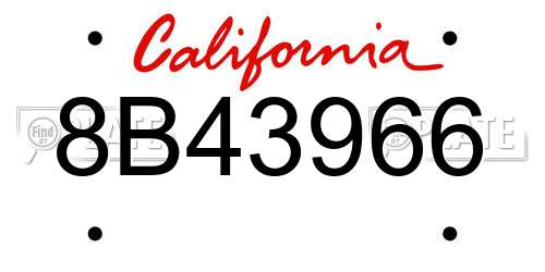 8B43966 California License Plate