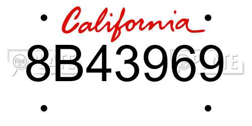 8B43969 California License Plate