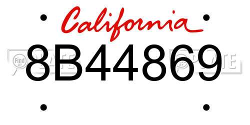 8B44869 California License Plate