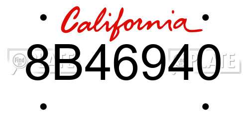 8B46940 California License Plate