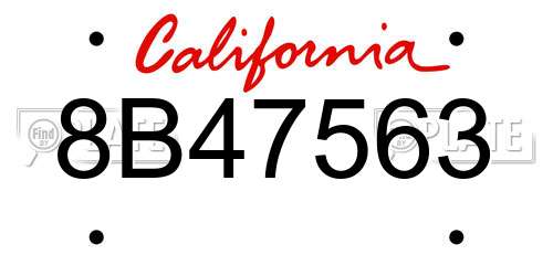 8B47563 California License Plate