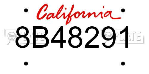 8B48291 California License Plate