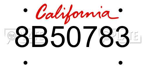 8B50783 California License Plate